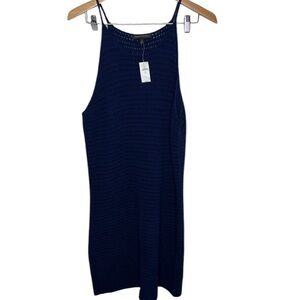 New Banana Republic Blue Crochet Knit Tank Mini Dress Women Size XL Tall